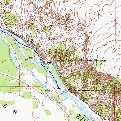 Topographic Map of Elkhorn Warm Spring, ID