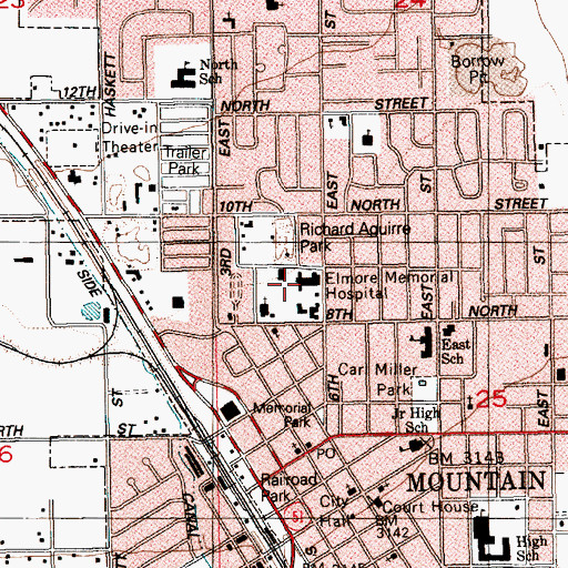 Topographic Map of Elmore Medical Center, ID