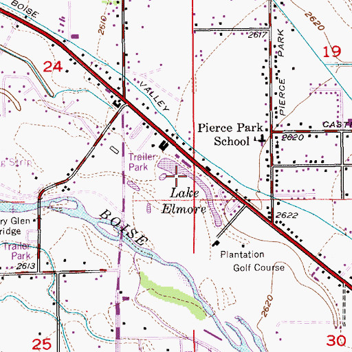 Topographic Map of Lake Elmore, ID