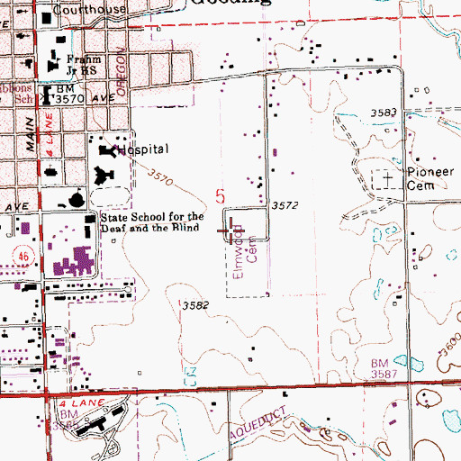 Topographic Map of Elmwood Cemetery, ID