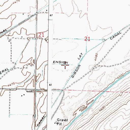 Topographic Map of Ensign Lateral, ID