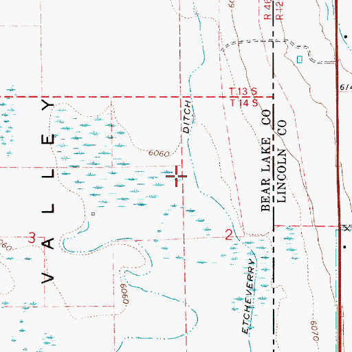 Topographic Map of Etcheverry Ditch, ID