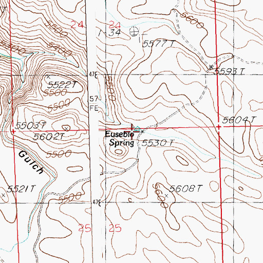 Topographic Map of Eusebio Spring, ID