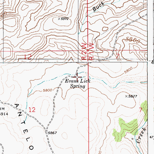 Topographic Map of Evans Lick Spring, ID