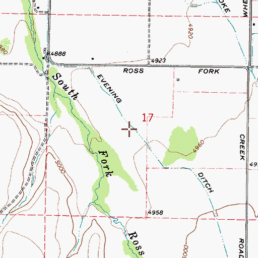 Topographic Map of Evening Ditch, ID