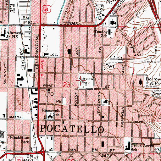 Topographic Map of Fairview Park, ID