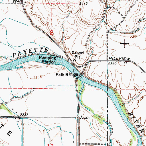 Topographic Map of Falk Bridge, ID