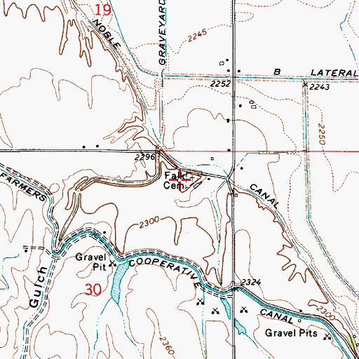 Topographic Map of Falk Cemetery, ID