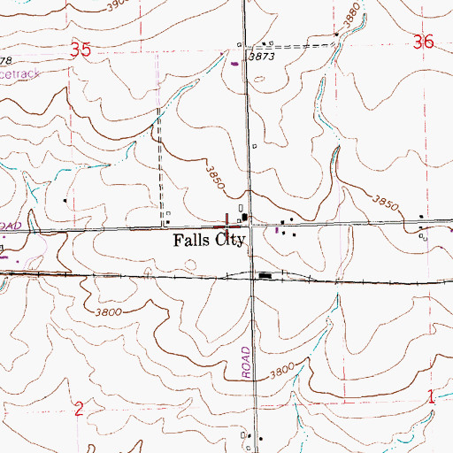 Topographic Map of Falls City, ID