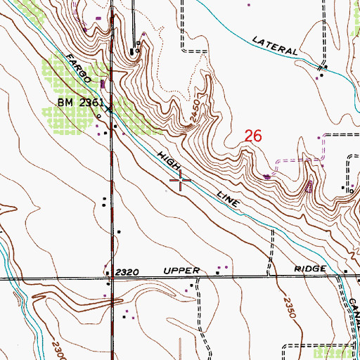 Topographic Map of Fargo High Line Canal, ID