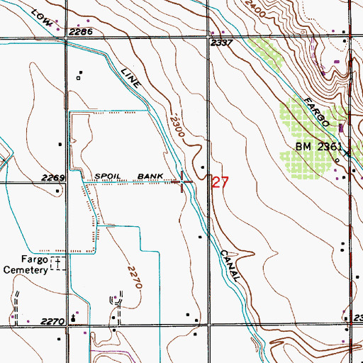 Topographic Map of Fargo Low Line Canal, ID