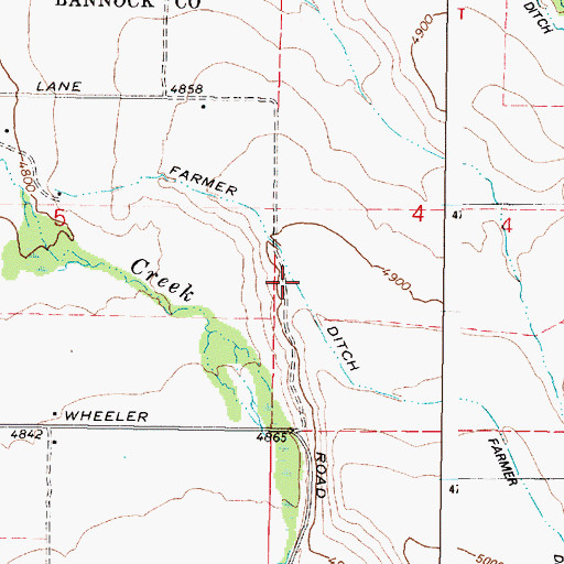 Topographic Map of Farmer Ditch, ID