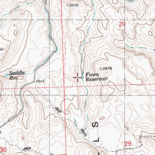Topographic Map of Fawn Reservoir, ID