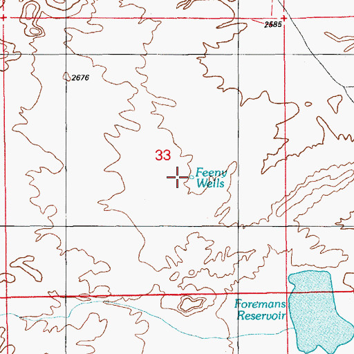 Topographic Map of Feeny Wells, ID