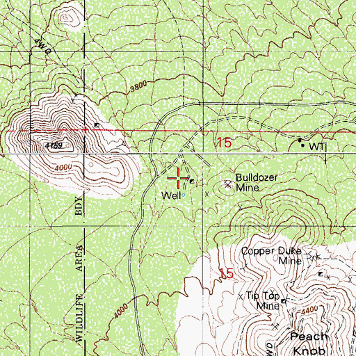 Topographic Map of Del Rio Mine, AZ
