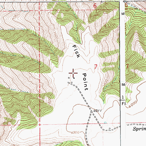Topographic Map of Fick Point, ID
