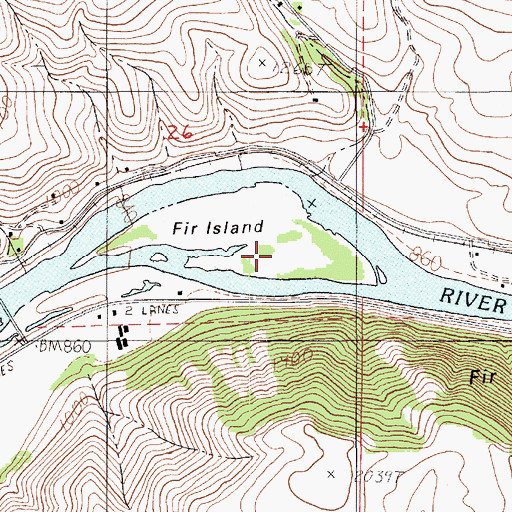 Topographic Map of Fir Island, ID