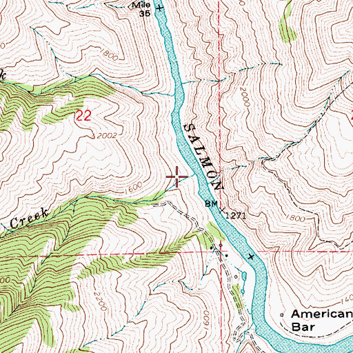 Topographic Map of First Creek, ID