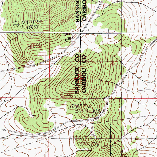 Topographic Map of Fish Creek Range, ID