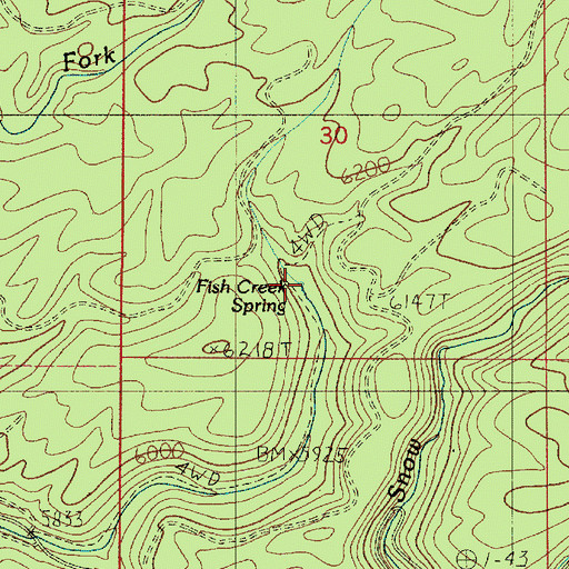 Topographic Map of Fish Creek Spring, ID