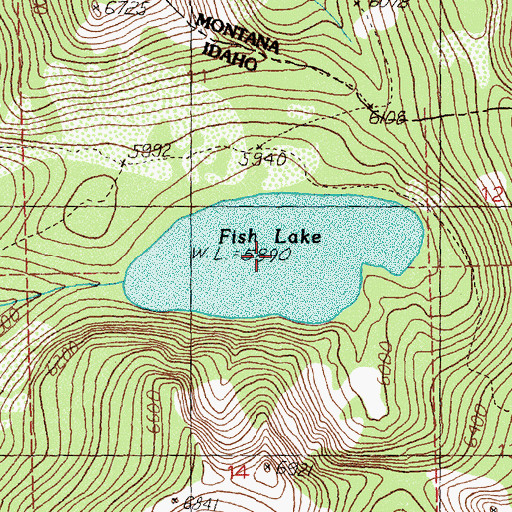 Topographic Map of Fish Lake, ID