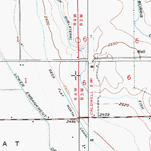 Topographic Map of Fisk Sublateral, ID