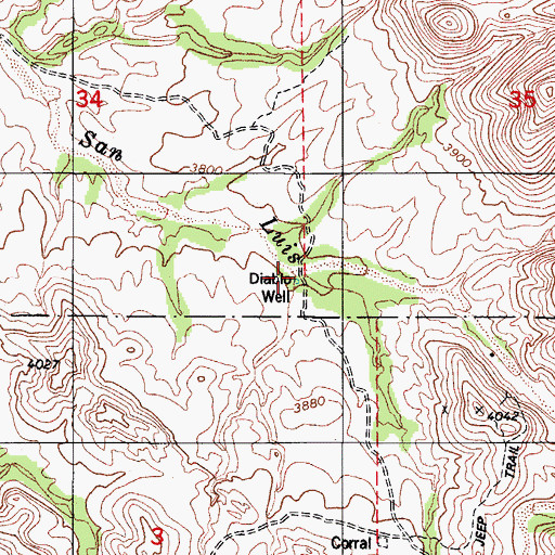 Topographic Map of Diablo Well, AZ