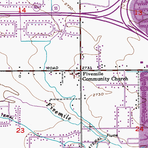 Topographic Map of Fivemile Community Church, ID