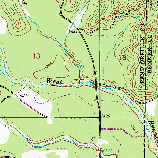 Topographic Map of Flat Creek, ID