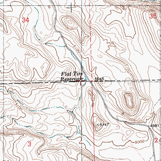 Topographic Map of Flat Tire Reservoir, ID