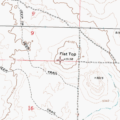 Topographic Map of Flat Top, ID