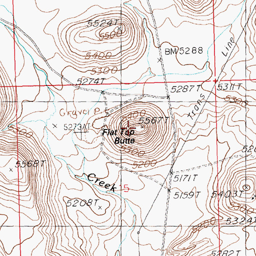 Topographic Map of Flat Top Butte, ID