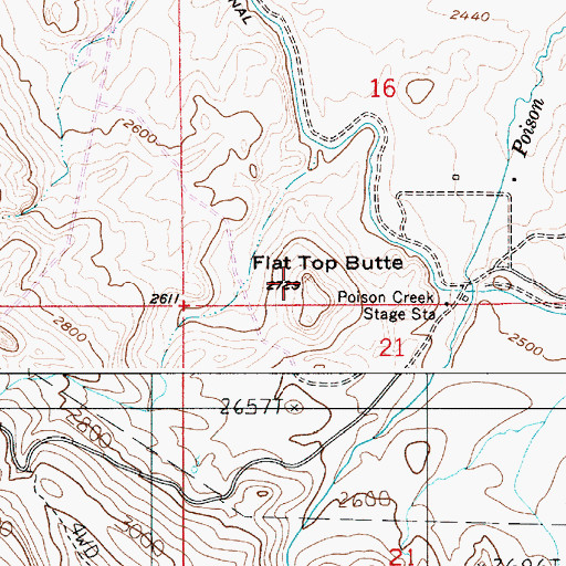 Topographic Map of Flat Top Butte, ID