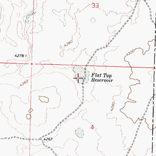 Topographic Map of Flat Top Reservoir, ID