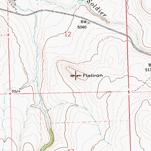 Topographic Map of Flatiron, ID