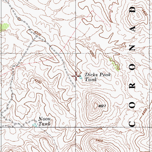 Topographic Map of Dicks Peak Tank, AZ