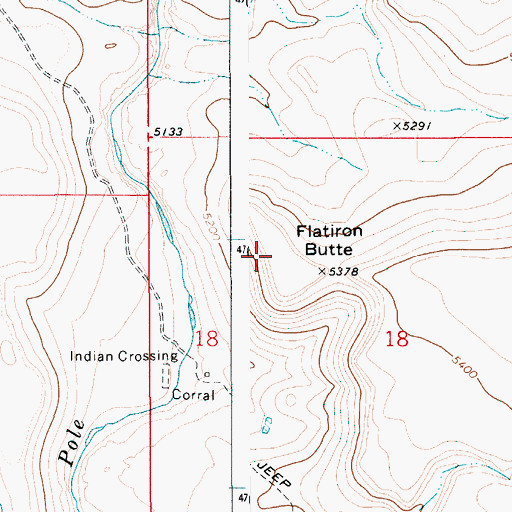 Topographic Map of Flatiron Butte, ID