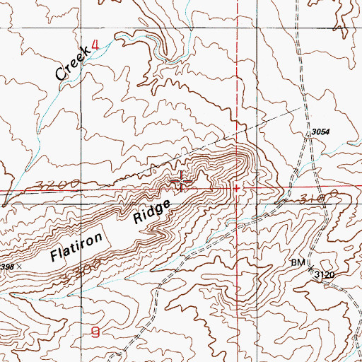 Topographic Map of Flatiron Ridge, ID
