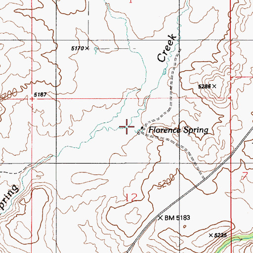 Topographic Map of Florence Spring, ID
