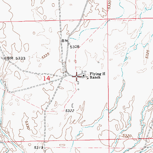 Topographic Map of Flying H Ranch, ID
