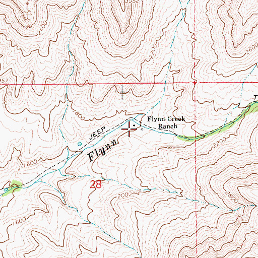 Topographic Map of Flynn Creek Ranch, ID