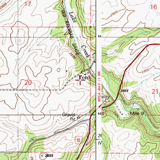 Topographic Map of Ford, ID