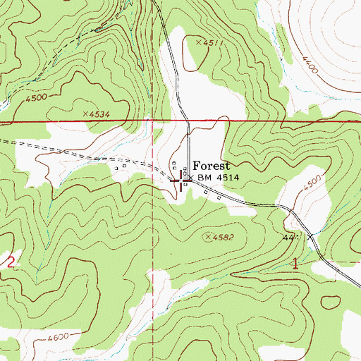 Topographic Map of Forest, ID