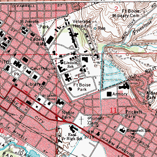 Topographic Map of Fort Boise Park, ID