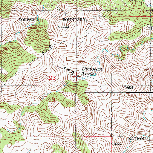 Topographic Map of Donovan Tank, AZ