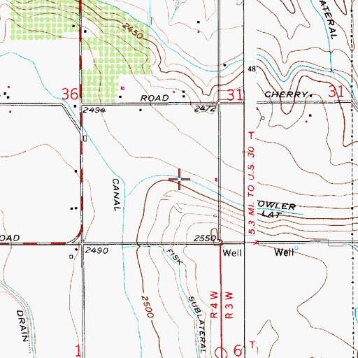 Topographic Map of Fowler Lateral, ID