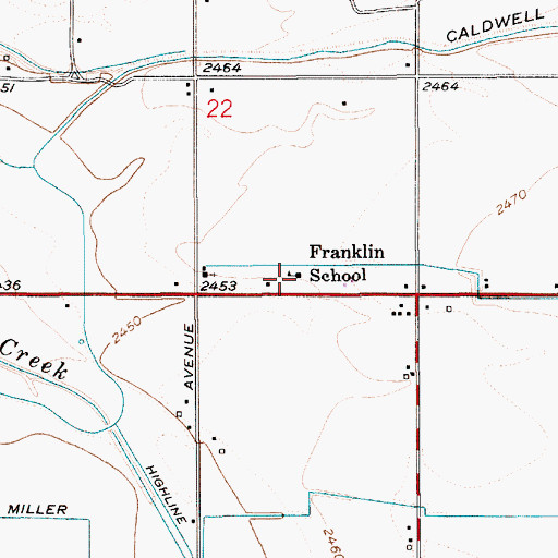 Topographic Map of Franklin School, ID