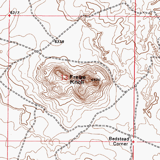 Topographic Map of Freize Knoll, ID