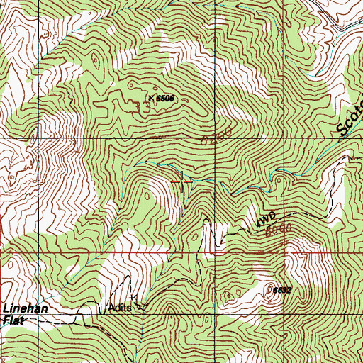Topographic Map of French Gulch, ID
