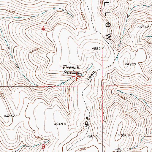 Topographic Map of French Spring, ID